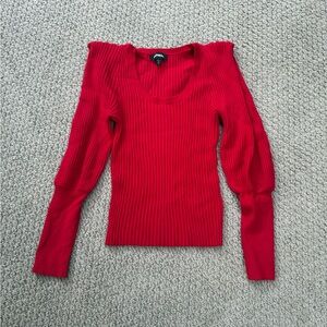 Express Scarlet Ribbed Scoop Neck Sweater